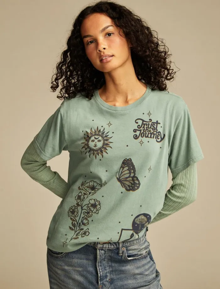 Lucky Brand Graphic Tees Women Trust The Journey Boyfriend Tee Trellis