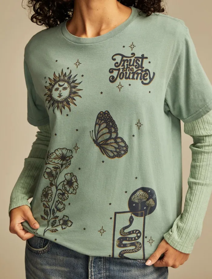 Lucky Brand Graphic Tees Women Trust The Journey Boyfriend Tee Trellis