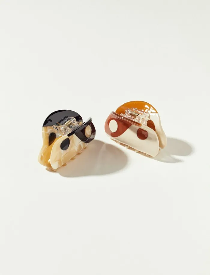 Lucky Brand Hair Accessories Women Mini Yin Yang Claw Set Black