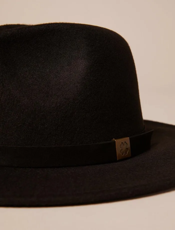 Lucky Brand Hats Women Felt Ranger W Clover Clip Black
