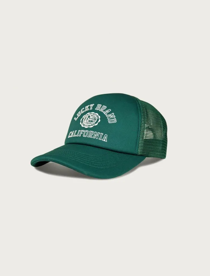 Lucky Brand Hats Women Lucky Collegiate Trucker Hat Dark Green