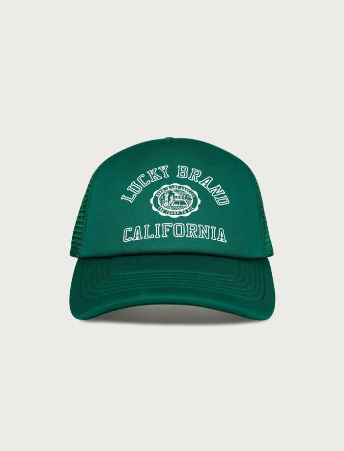 Lucky Brand Hats Women Lucky Collegiate Trucker Hat Dark Green