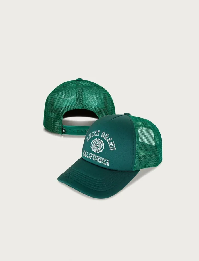 Lucky Brand Hats Women Lucky Collegiate Trucker Hat Dark Green