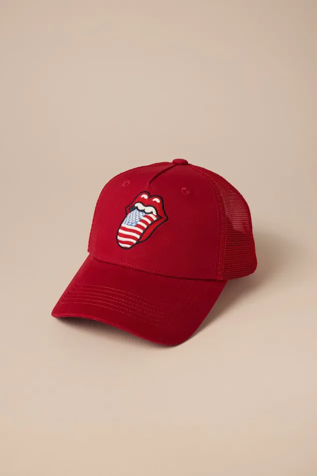 Lucky Brand Hats Women Rolling Stones Trucker Hat 636 Red