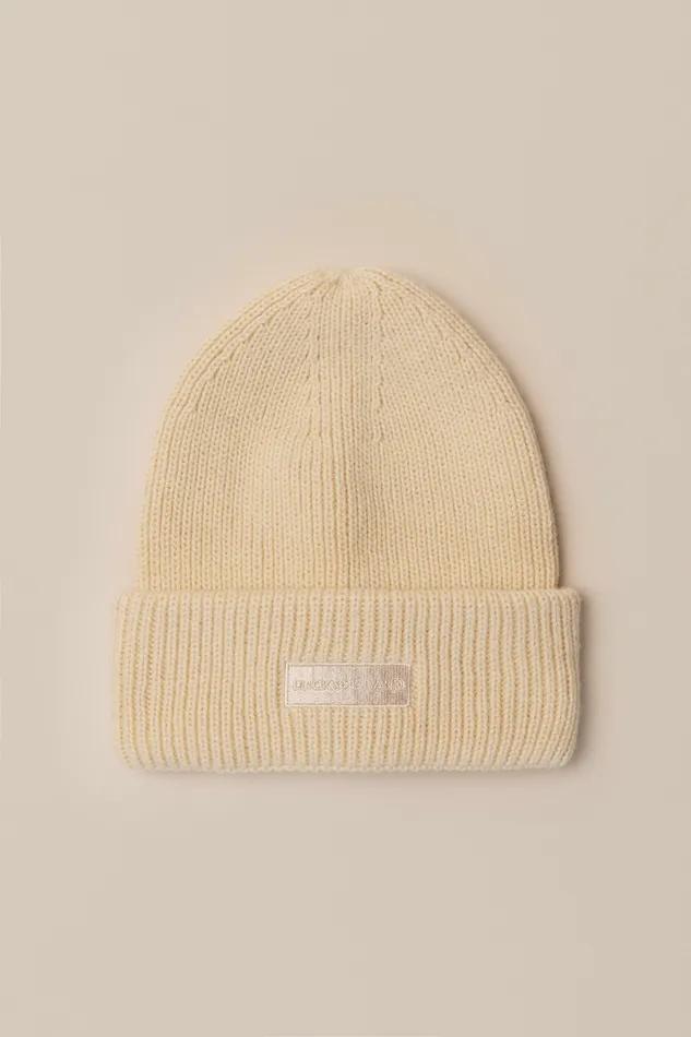 Lucky Brand Hats Women Solid Knit Beanie Open Whitenatural