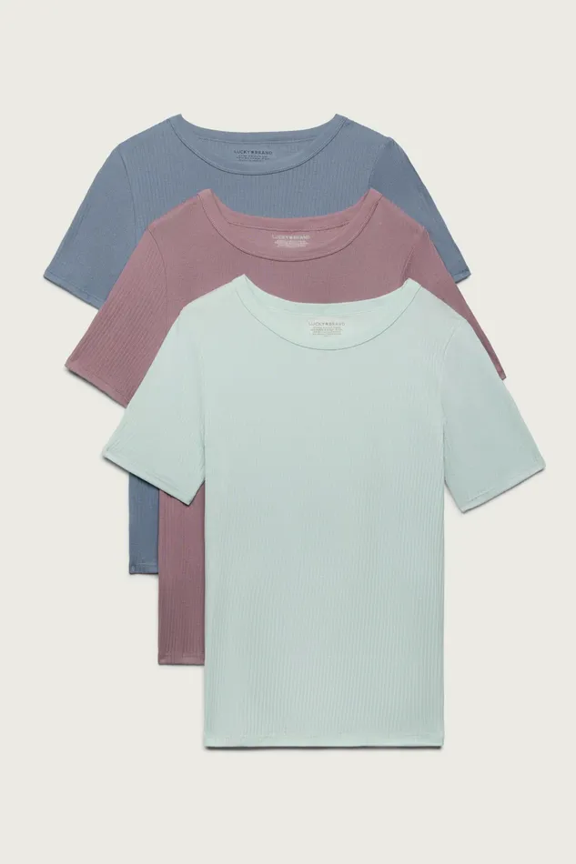 Lucky Brand Intimates and Sleepwear Women 3 Pack Modal Cotton Crew Tee Assorted