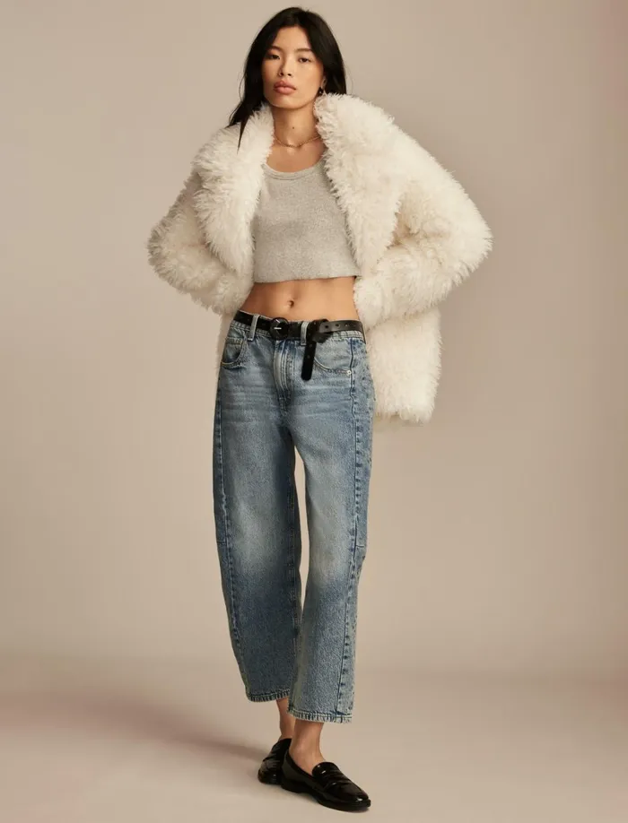 Lucky Brand Jackets and Outerwear Women Oversized Faux Fur Jacket Cream