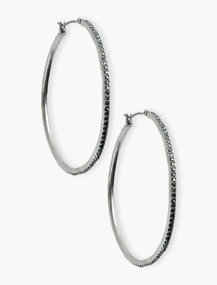 Lucky Brand Jewelry Women Basic Pave Hoop Earring Silver