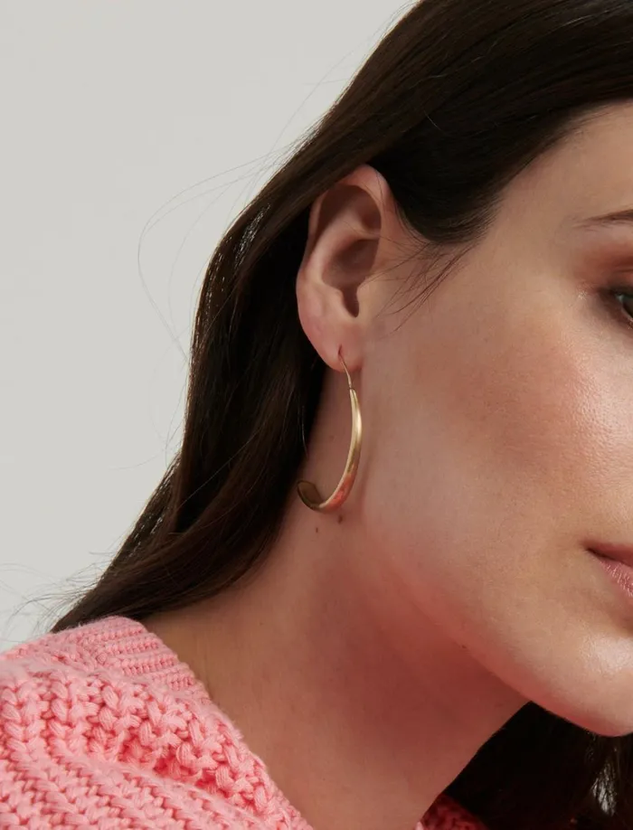 Lucky Brand Jewelry Women Brushed Gold Modern Hoop Earrings Gold
