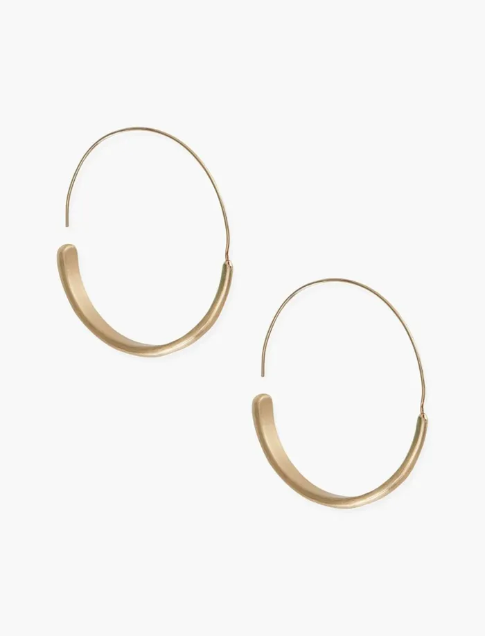 Lucky Brand Jewelry Women Brushed Gold Modern Hoop Earrings Gold