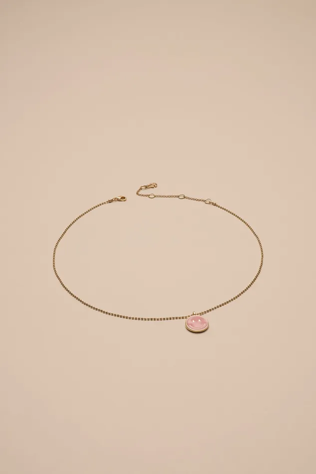 Lucky Brand Jewelry Women Enamel Happy Face Necklace Gold
