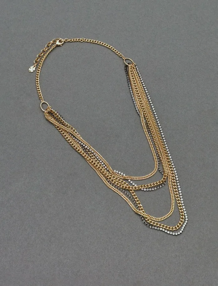 Lucky Brand Jewelry Women Fringe Layer Necklace Two Tone
