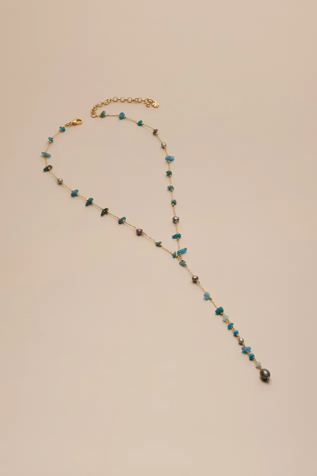 Lucky Brand Jewelry Women Turquoise Lariat Necklace Gold