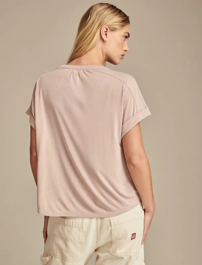 Lucky Brand Knit Tops Women Sandwash Button Front Top Rose Dust