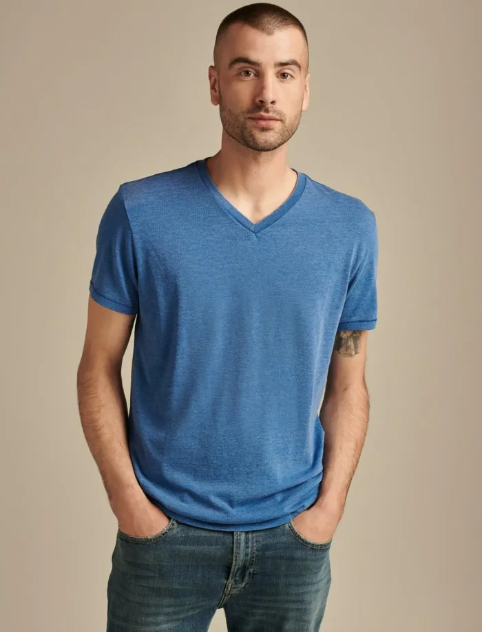 Lucky Brand Shirts and Tops Men Venice Burnout V Neck Tee Monaco Blue