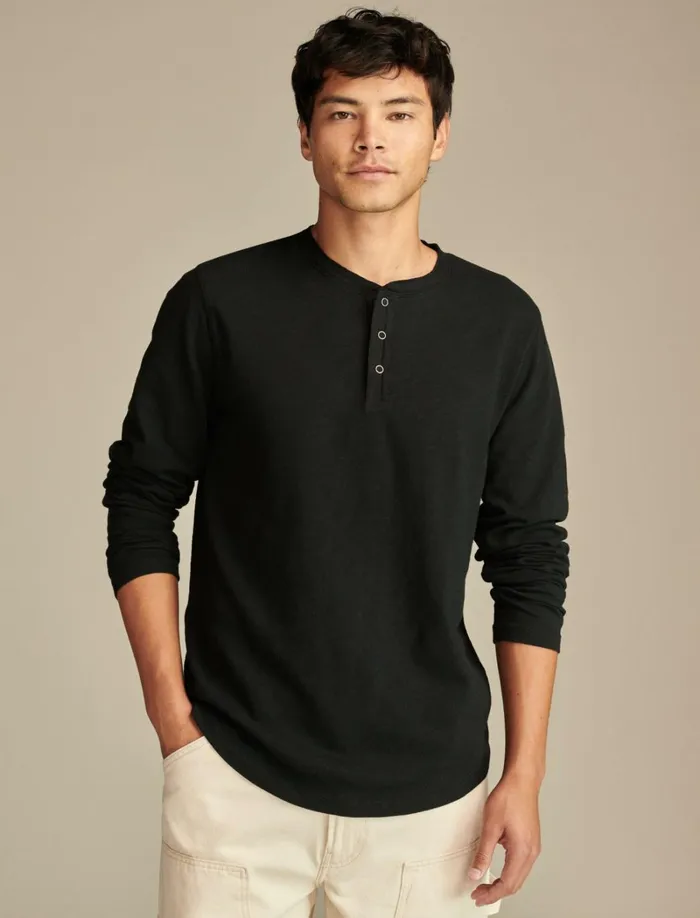 Lucky Brand Shirts and Tops Men Weekend Slub Jersey Long Sleeve Henley Jet Black
