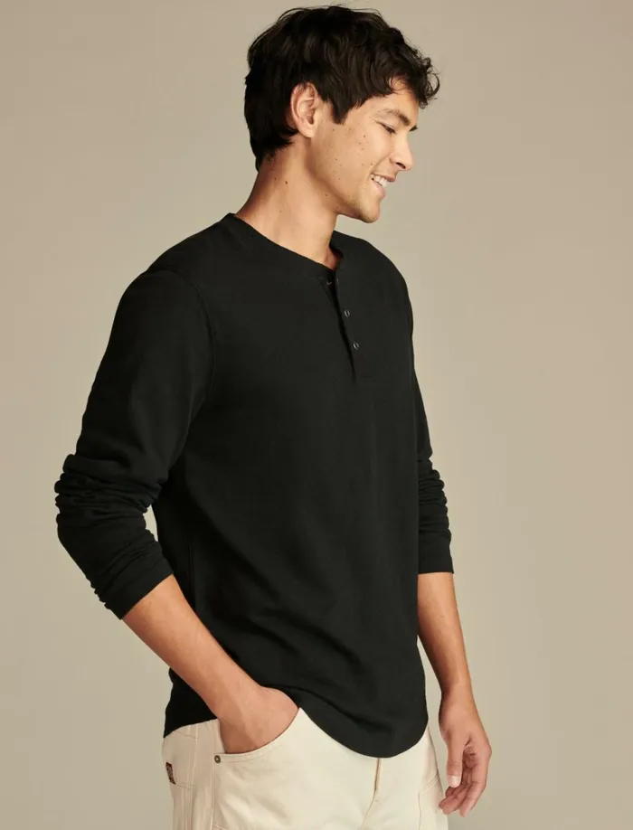 Lucky Brand Shirts and Tops Men Weekend Slub Jersey Long Sleeve Henley Jet Black