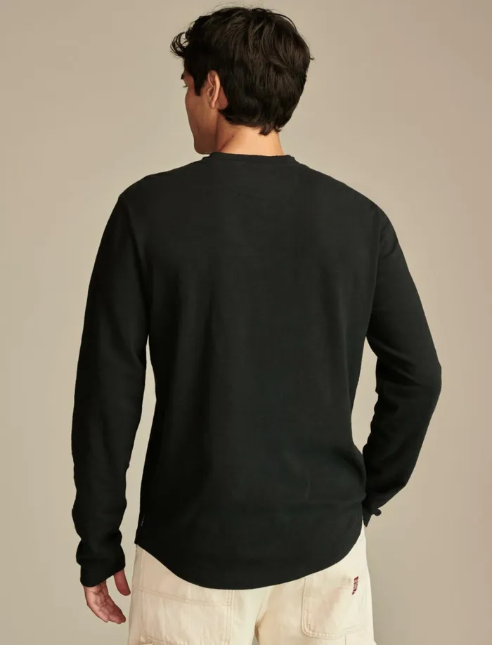 Lucky Brand Shirts and Tops Men Weekend Slub Jersey Long Sleeve Henley Jet Black