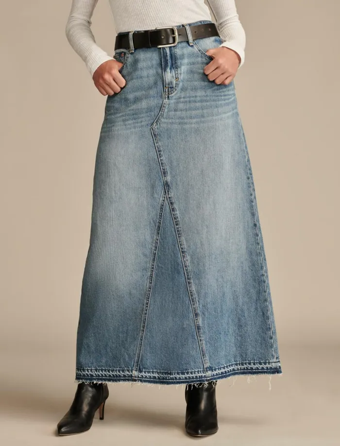 Lucky Brand Skirts Women Denim Maxi Skirt Mackie Wash