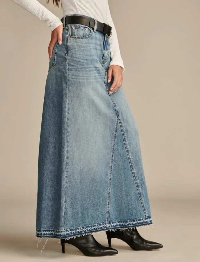 Lucky Brand Skirts Women Denim Maxi Skirt Mackie Wash