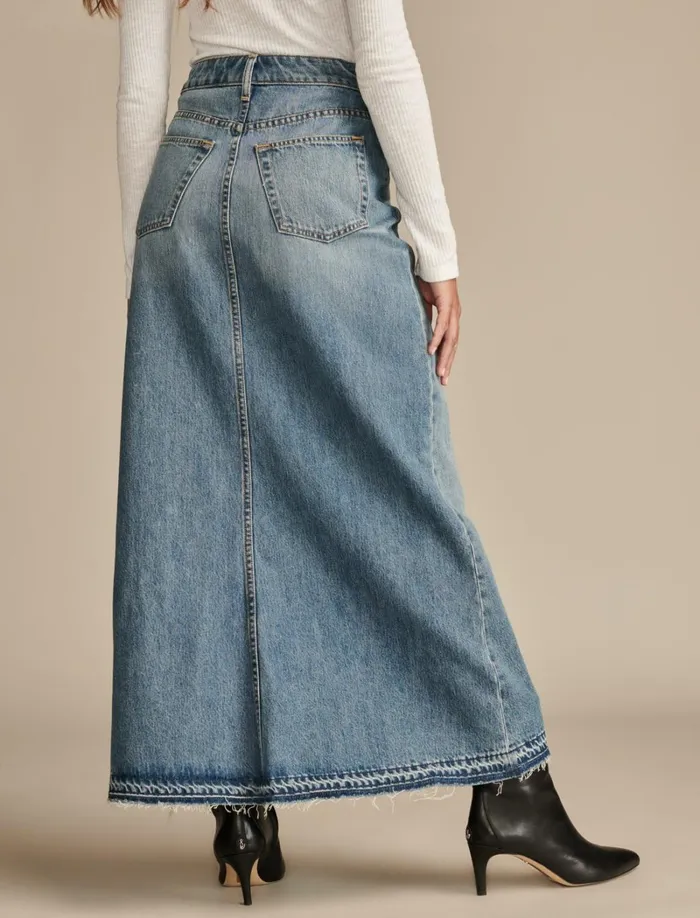 Lucky Brand Skirts Women Denim Maxi Skirt Mackie Wash