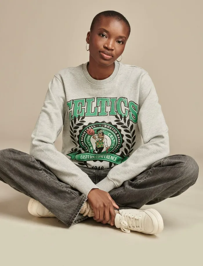 Lucky Brand Sweaters and Sweatshirts Women Celtics Crew Neck Sweatshirt Heather Greyyellow