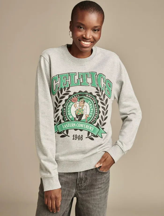 Lucky Brand Sweaters and Sweatshirts Women Celtics Crew Neck Sweatshirt Heather Greyyellow