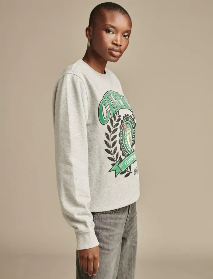 Lucky Brand Sweaters and Sweatshirts Women Celtics Crew Neck Sweatshirt Heather Greyyellow