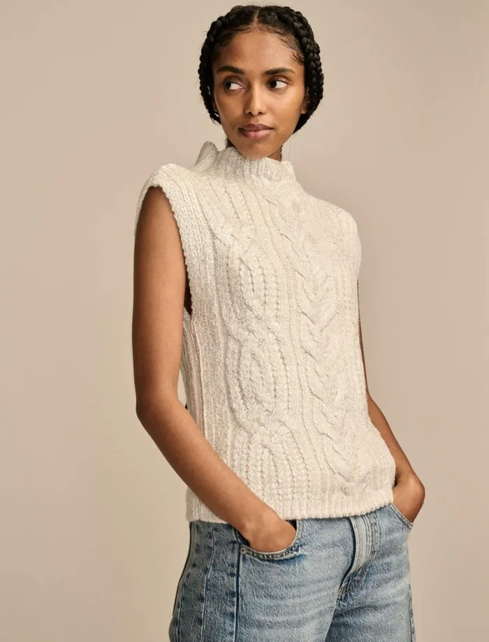 Lucky Brand Sweaters and Sweatshirts Women Metallic Sweater Vest Whisper White