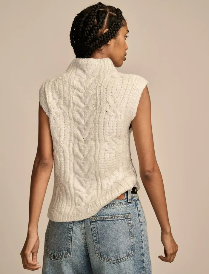 Lucky Brand Sweaters and Sweatshirts Women Metallic Sweater Vest Whisper White
