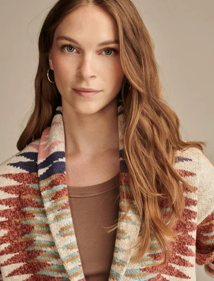 Lucky Brand Sweaters and Sweatshirts Women Southwestern Cardigan Multi Southwest Print