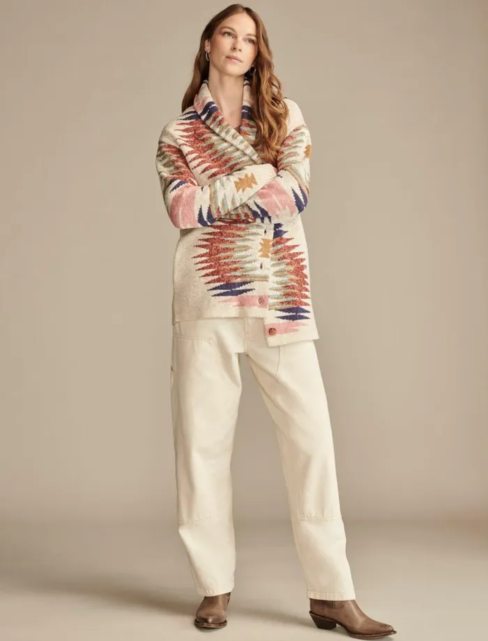Lucky Brand Sweaters and Sweatshirts Women Southwestern Cardigan Multi Southwest Print