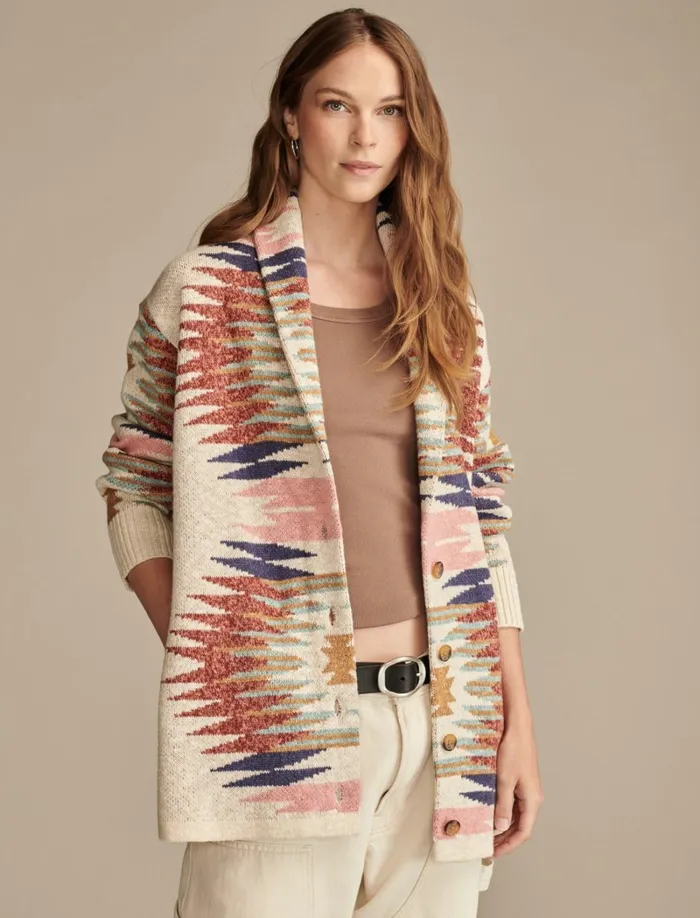 Lucky Brand Sweaters and Sweatshirts Women Southwestern Cardigan Multi Southwest Print
