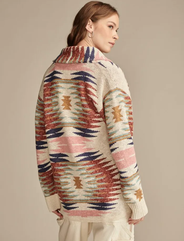Lucky Brand Sweaters and Sweatshirts Women Southwestern Cardigan Multi Southwest Print