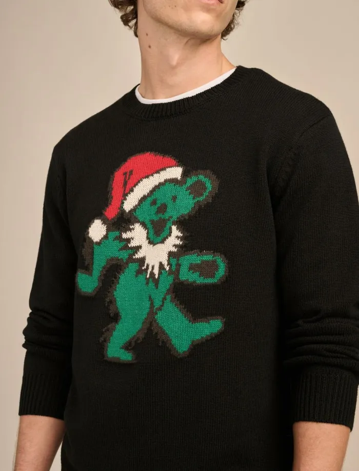 Lucky Brand Sweaters Men Grateful Dead Dancing Bear Crew Neck Sweater Black Combo