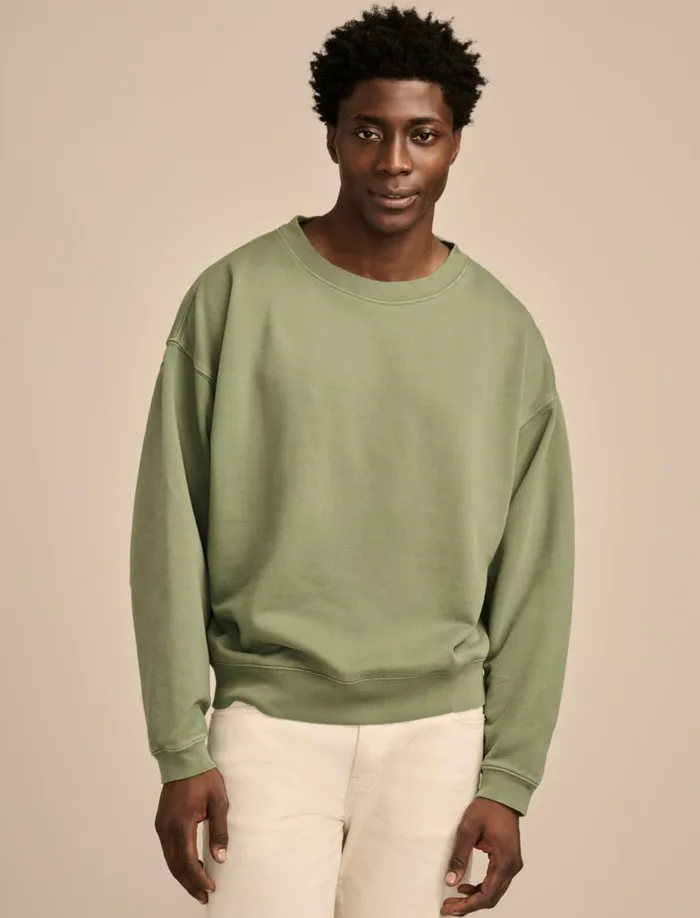 Lucky Brand Sweaters Men Relaxed Fleece Crew Laurel Wreath