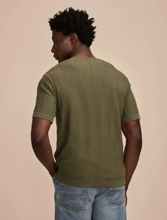 Lucky Brand Sweaters Men Short Sleeve Henley Sweater Thyme