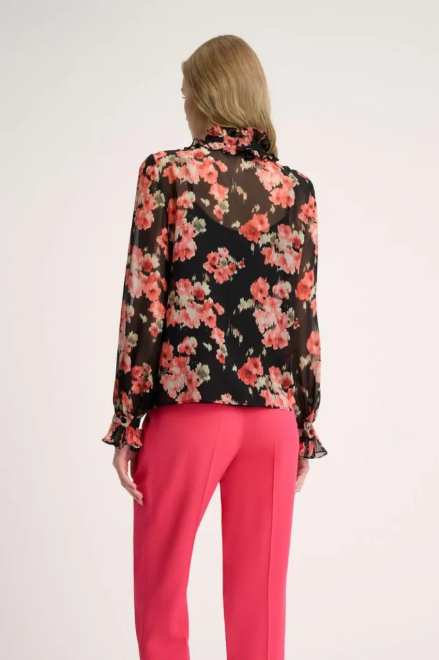 Luisa Spagnoli Blouses And Shirts Lamine 8211 Ruffled Blouse Blackcoral 8211 Women