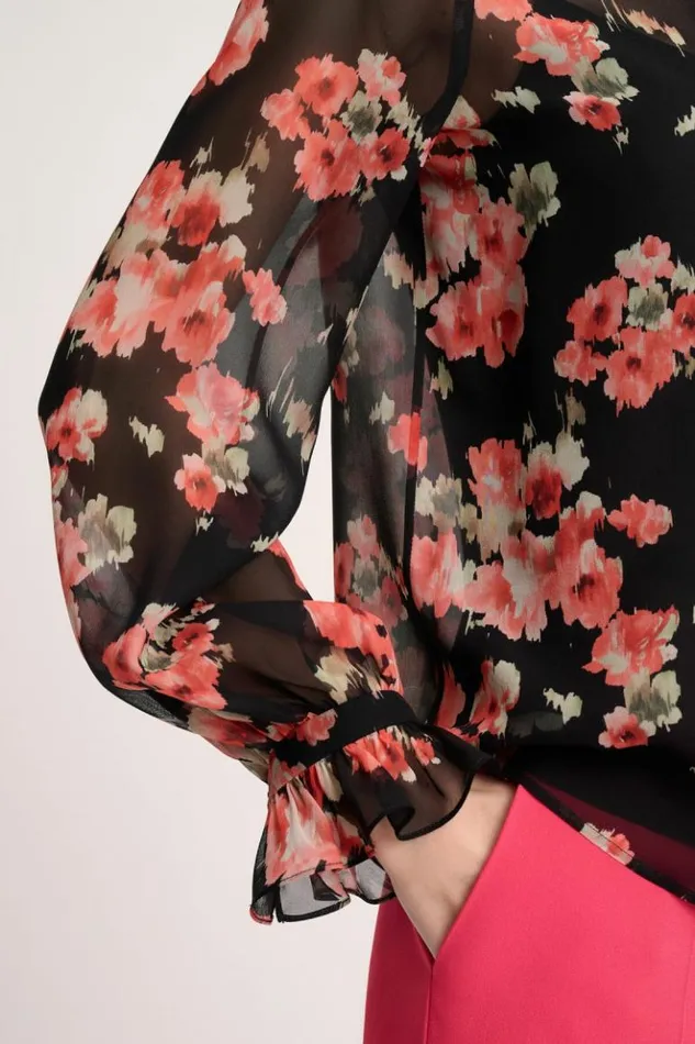 Luisa Spagnoli Blouses And Shirts Lamine 8211 Ruffled Blouse Blackcoral 8211 Women