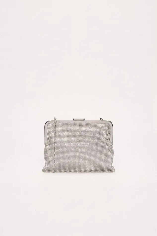 Luisa Spagnoli Clutch And Pochette Illustre 8211 Rhinestone Clutch Bag Nickel 8211 Women Luisa Spagnoli Clutch And Pochette Illustre 8211 Rhinestone Clutch Bag Nickel 8211 Women