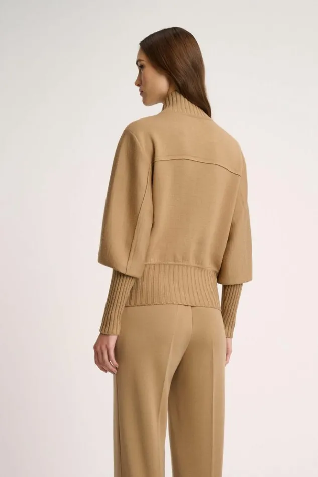 Luisa Spagnoli Jackets and Blazers Merlo 8211 Knit Bomber Jacket Camel 8211 Women Luisa Spagnoli Jackets and Blazers Merlo 8211 Knit Bomber Jacket Camel 8211 Women