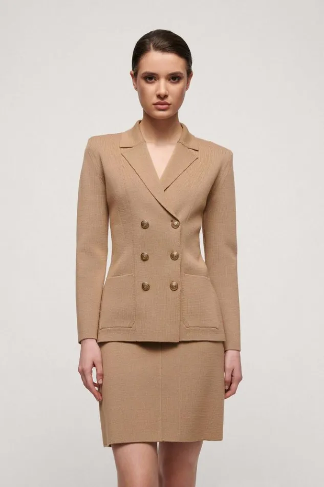 Luisa Spagnoli Jackets and Blazers Metallo 8211 Wool Jacket Camel 8211 Women