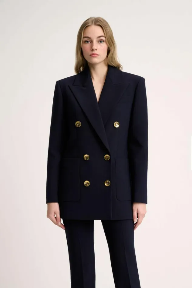 Luisa Spagnoli Jackets and Blazers Sarca 8211 Marinire Jacket 8211 Fashion Show Bluebrown 8211 Women Luisa Spagnoli Jackets and Blazers Sarca 8211 Marinire Jacket 8211 Fashion Show Bluebrown 8211 Women