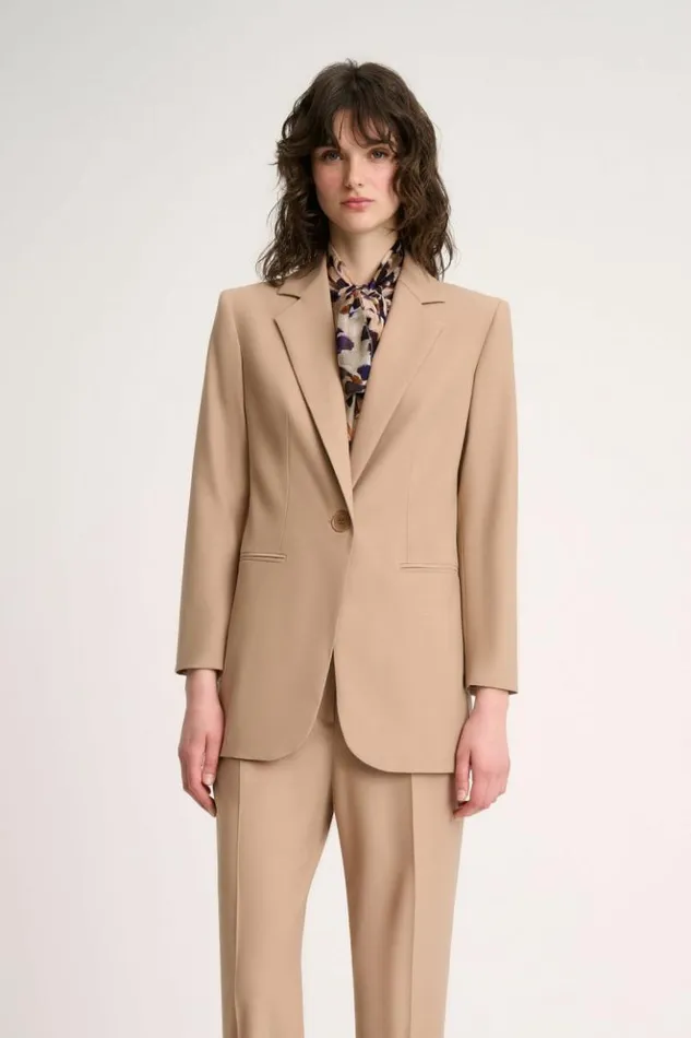 Luisa Spagnoli Jackets and Blazers Sauna 8211 Long SingleBreasted Jacket Beige 8211 Women Luisa Spagnoli Jackets and Blazers Sauna 8211 Long SingleBreasted Jacket Beige 8211 Women