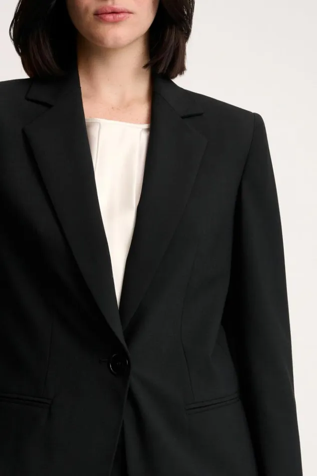 Luisa Spagnoli Jackets and Blazers Sauna 8211 Long SingleBreasted Jacket Black 8211 Women Luisa Spagnoli Jackets and Blazers Sauna 8211 Long SingleBreasted Jacket Black 8211 Women