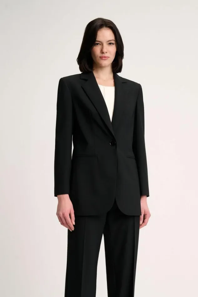 Luisa Spagnoli Jackets and Blazers Sauna 8211 Long SingleBreasted Jacket Black 8211 Women Luisa Spagnoli Jackets and Blazers Sauna 8211 Long SingleBreasted Jacket Black 8211 Women