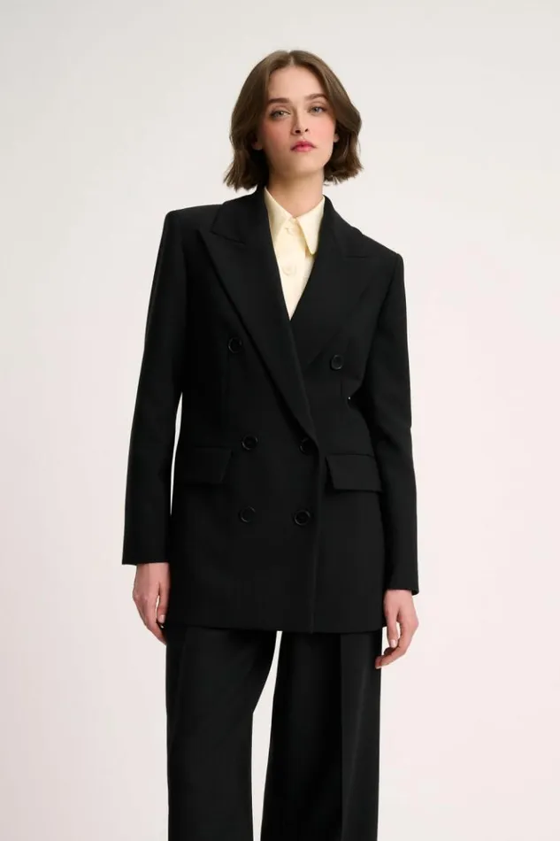 Luisa Spagnoli Jackets and Blazers Sfinge 8211 DoubleBreasted Jacket Black 8211 Women Luisa Spagnoli Jackets and Blazers Sfinge 8211 DoubleBreasted Jacket Black 8211 Women