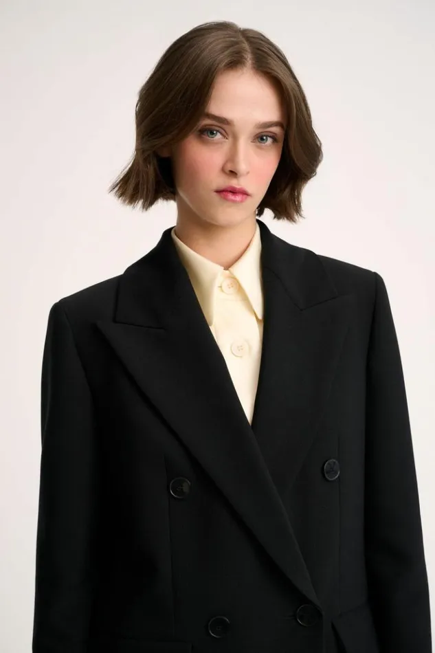 Luisa Spagnoli Jackets and Blazers Sfinge 8211 DoubleBreasted Jacket Black 8211 Women Luisa Spagnoli Jackets and Blazers Sfinge 8211 DoubleBreasted Jacket Black 8211 Women