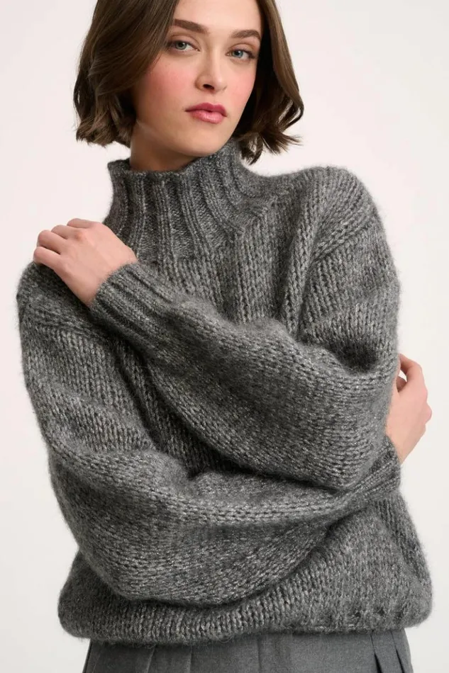 Luisa Spagnoli Knitwear Coccolo 8211 Lurex Pullover Grey Melange 8211 Women