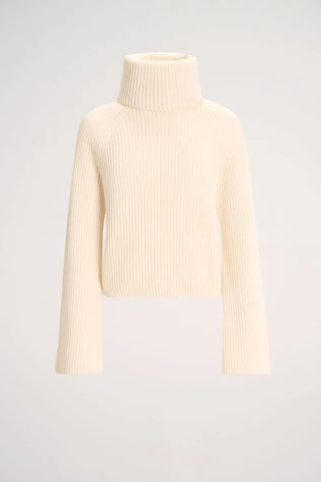 Luisa Spagnoli Knitwear Magnus 8211 RibKnit Turtleneck Pullover Cream 8211 Women Luisa Spagnoli Knitwear Magnus 8211 RibKnit Turtleneck Pullover Cream 8211 Women